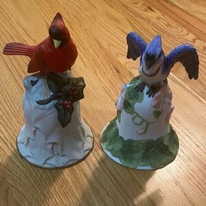 Avon Red and Blue Bird Figurine bell Set